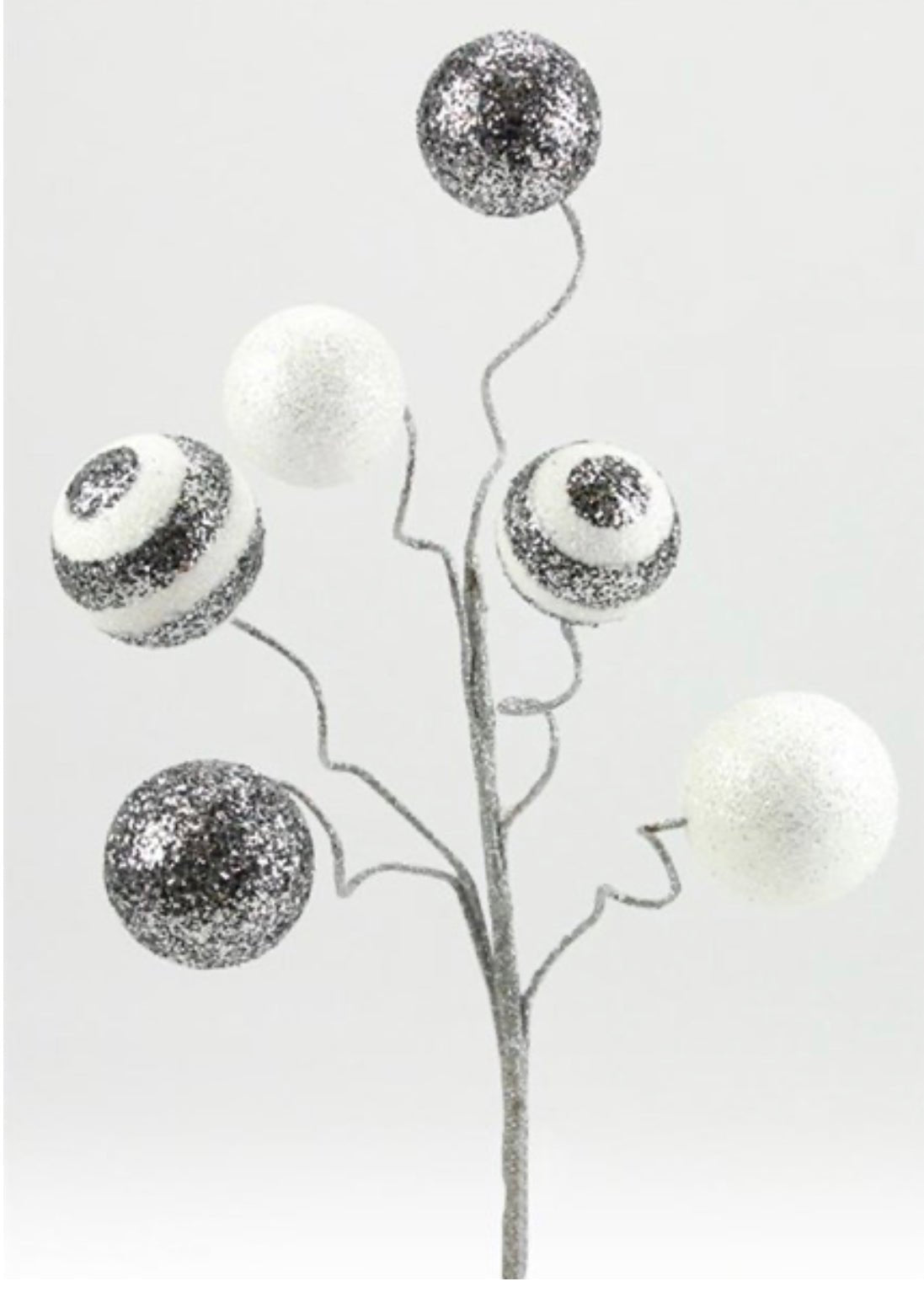 Silver and white wired ball spray - Greenery MarketWinter and ChristmasXS1045N7