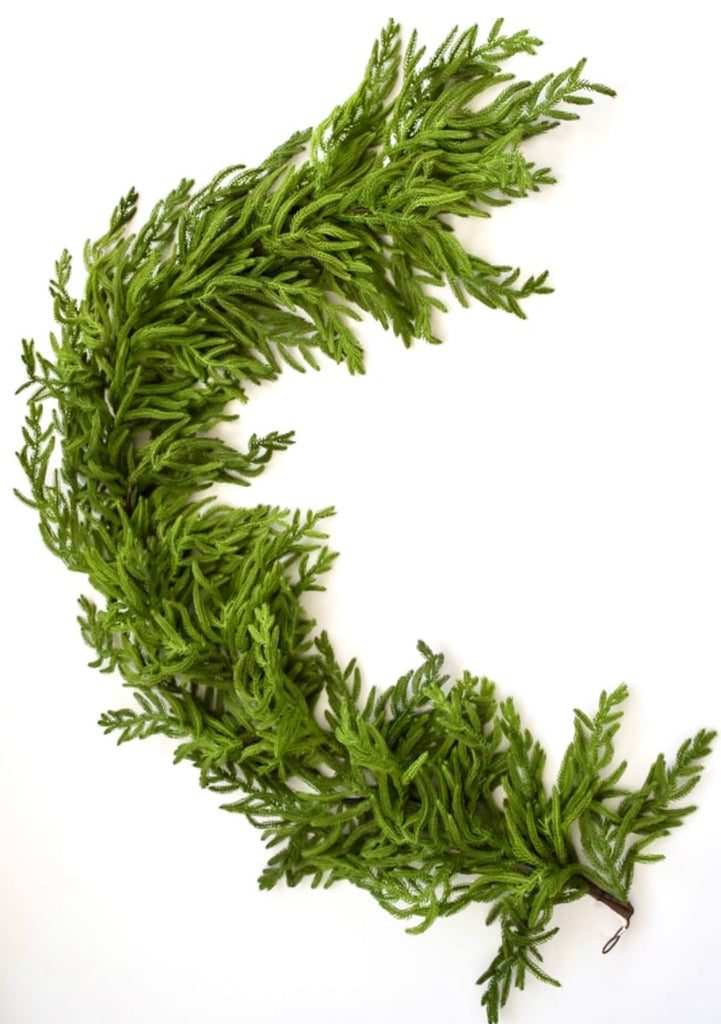 Soft Touch, White Norfolk Pine Garland - 72” - Greenery Market