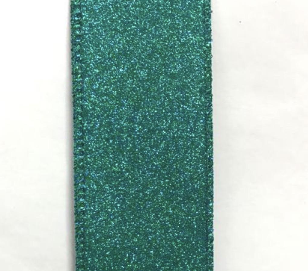 Solid turquoise flat glitter Ribbon 1.5” - Greenery MarketWired ribbonX820609-33