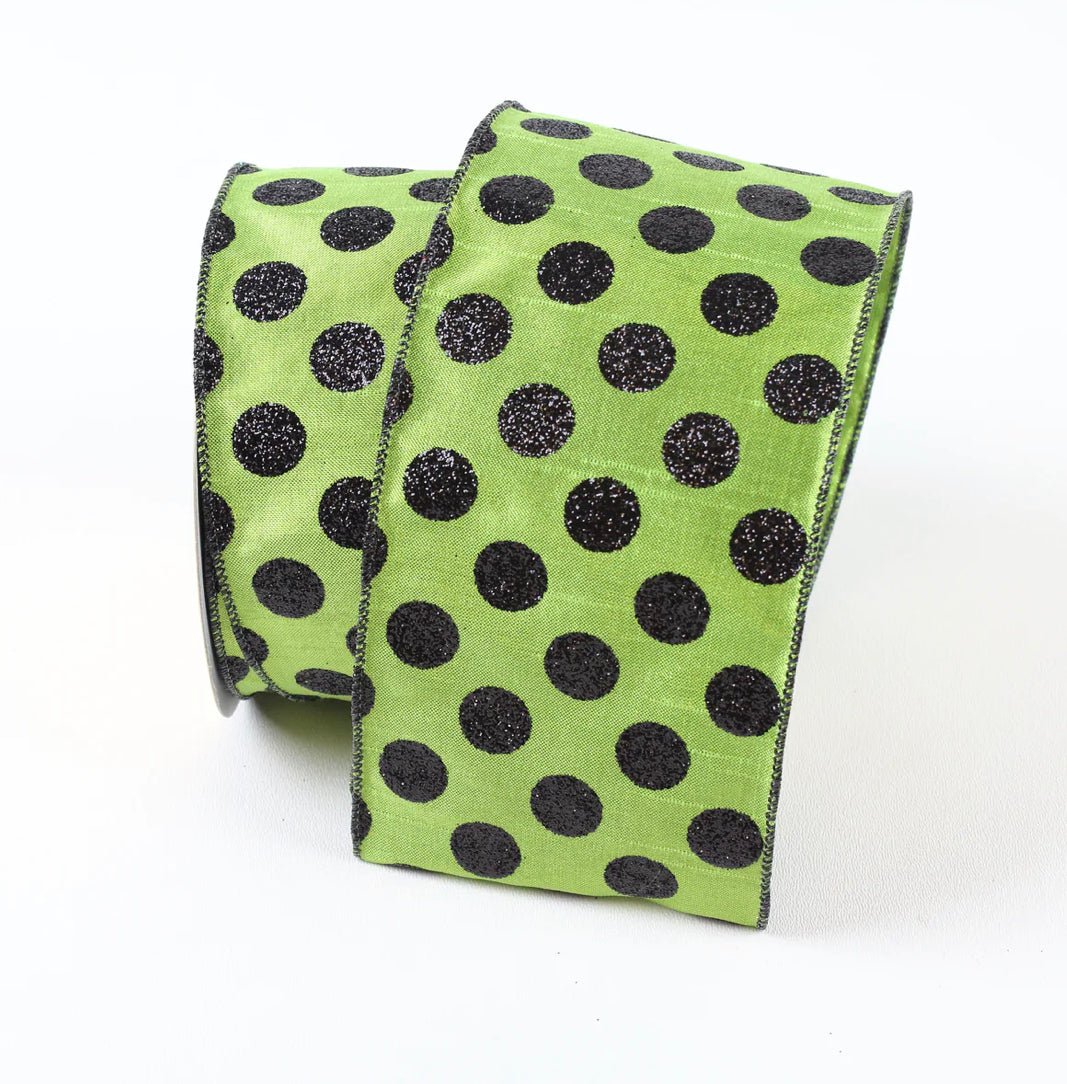 Spooky dots green 2.5” wired ribbon - Greenery MarketRibbons & TrimRA686-61