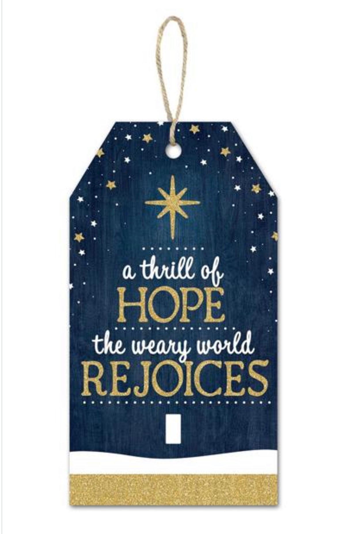 Thrill of hope glittered Christmas tag sign - Greenery Marketsigns for wreathsAP7806