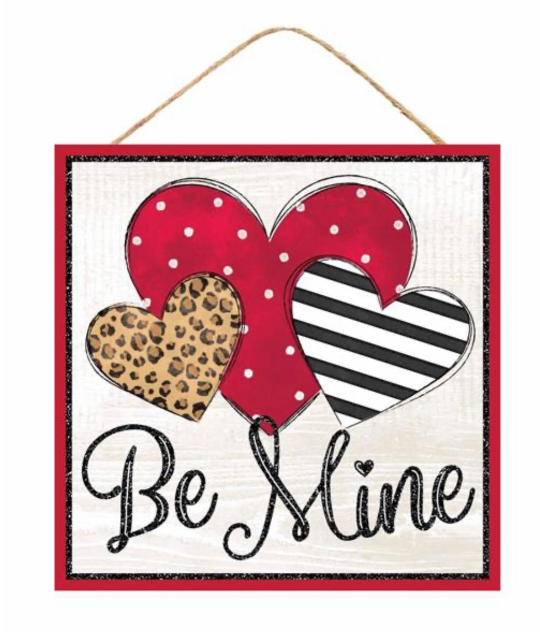 Valentine’s Day Be mine square sign - Greenery Marketsigns for wreathsAP8990