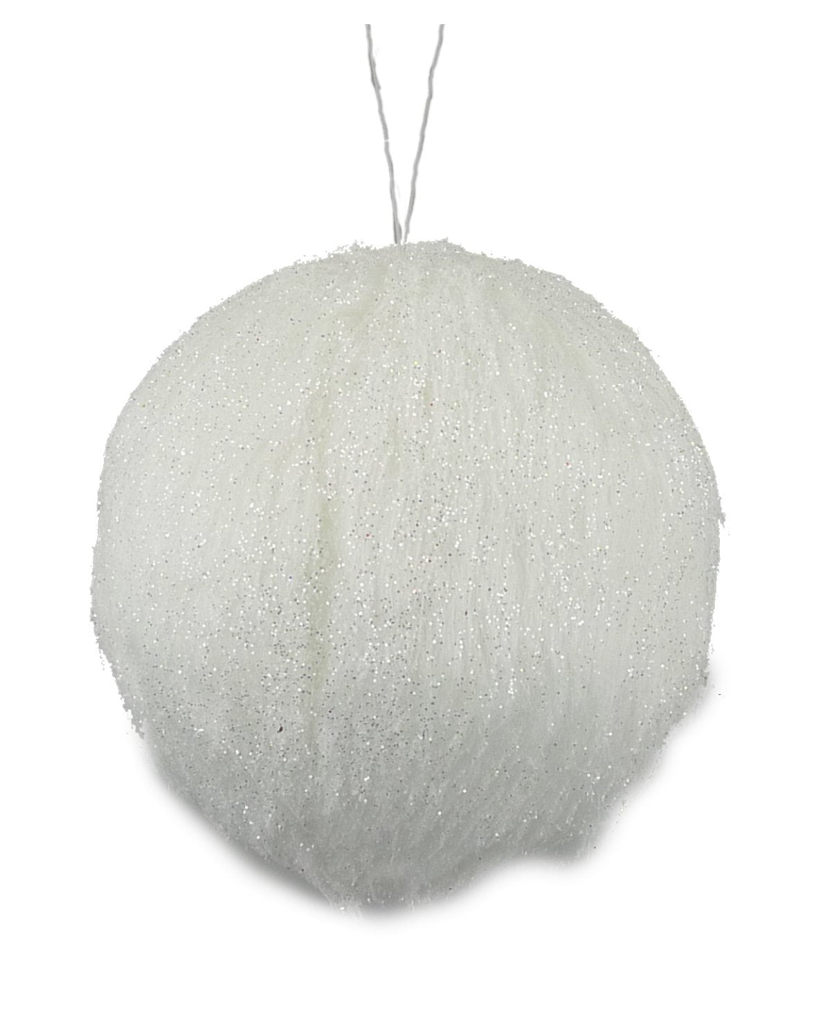 White furry ornament ball 4.5” - Greenery MarketOrnaments84604WT