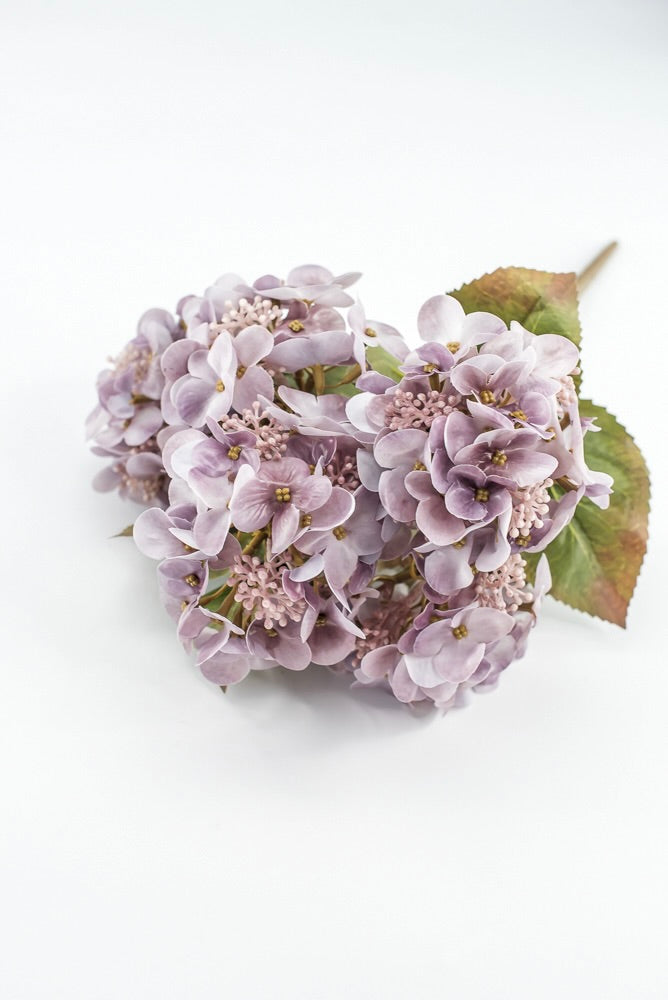 Artificial, Smoke Lavender, Hydrangea Bush - 17"
