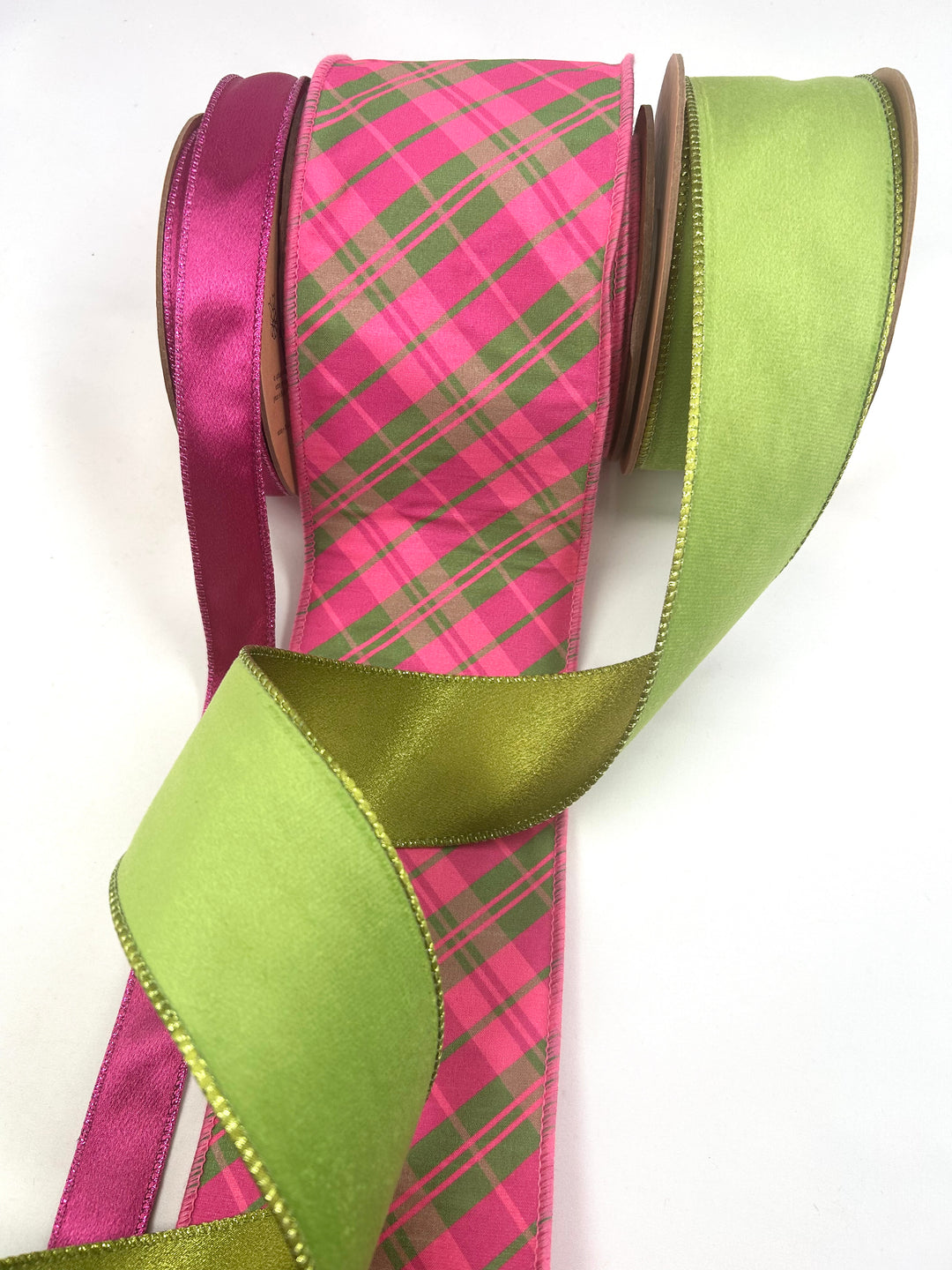 Fall And Holiday Pink Bow Bundle x 3 Wired Ribbons