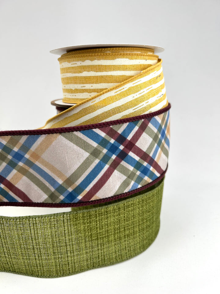 Eggplant And Mustard Bow Bundle x 3 Ribbons