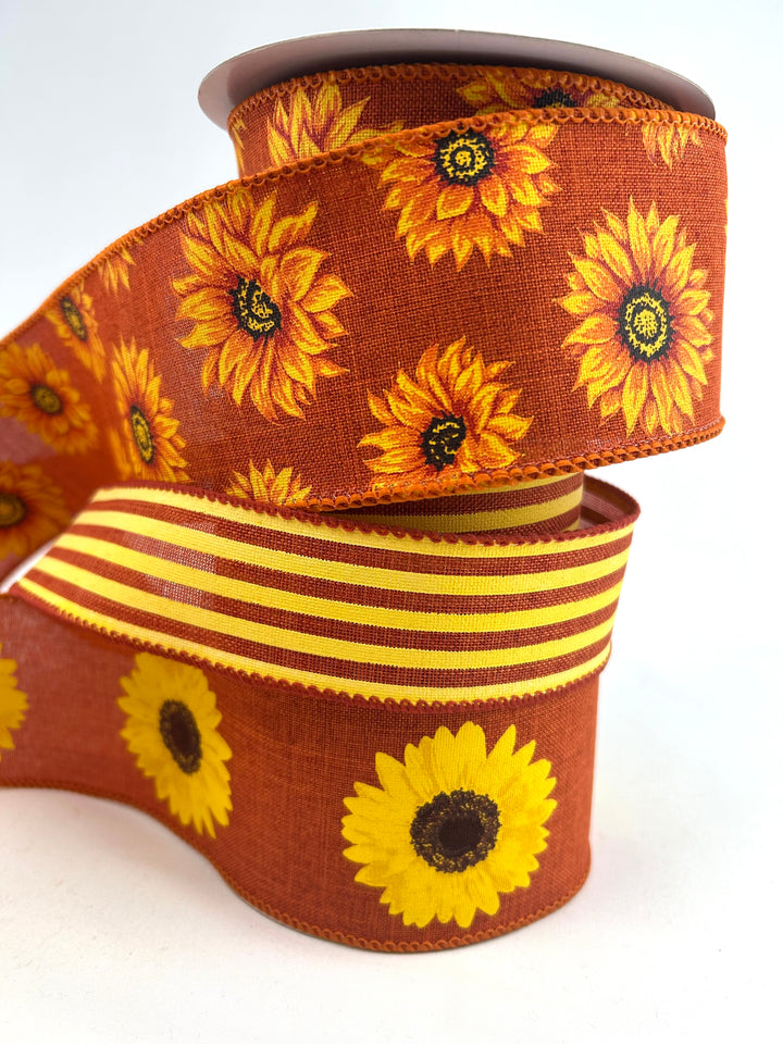 Rusty Sunflower Bow Bundle x 3 Ribbons