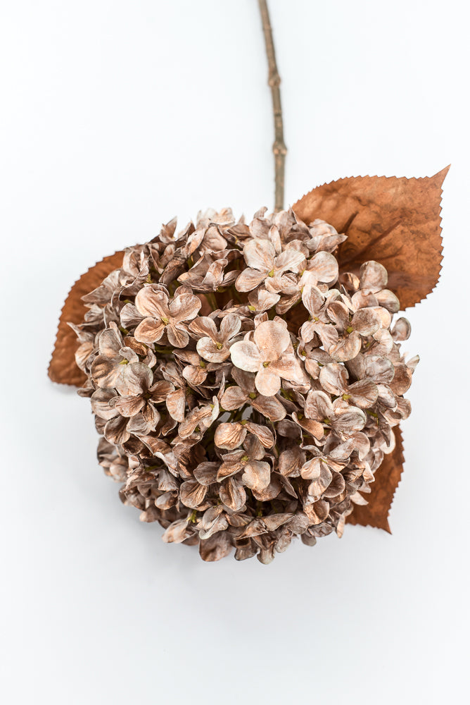 Artificial, Copper, Single Hydrangea Stem - 27"