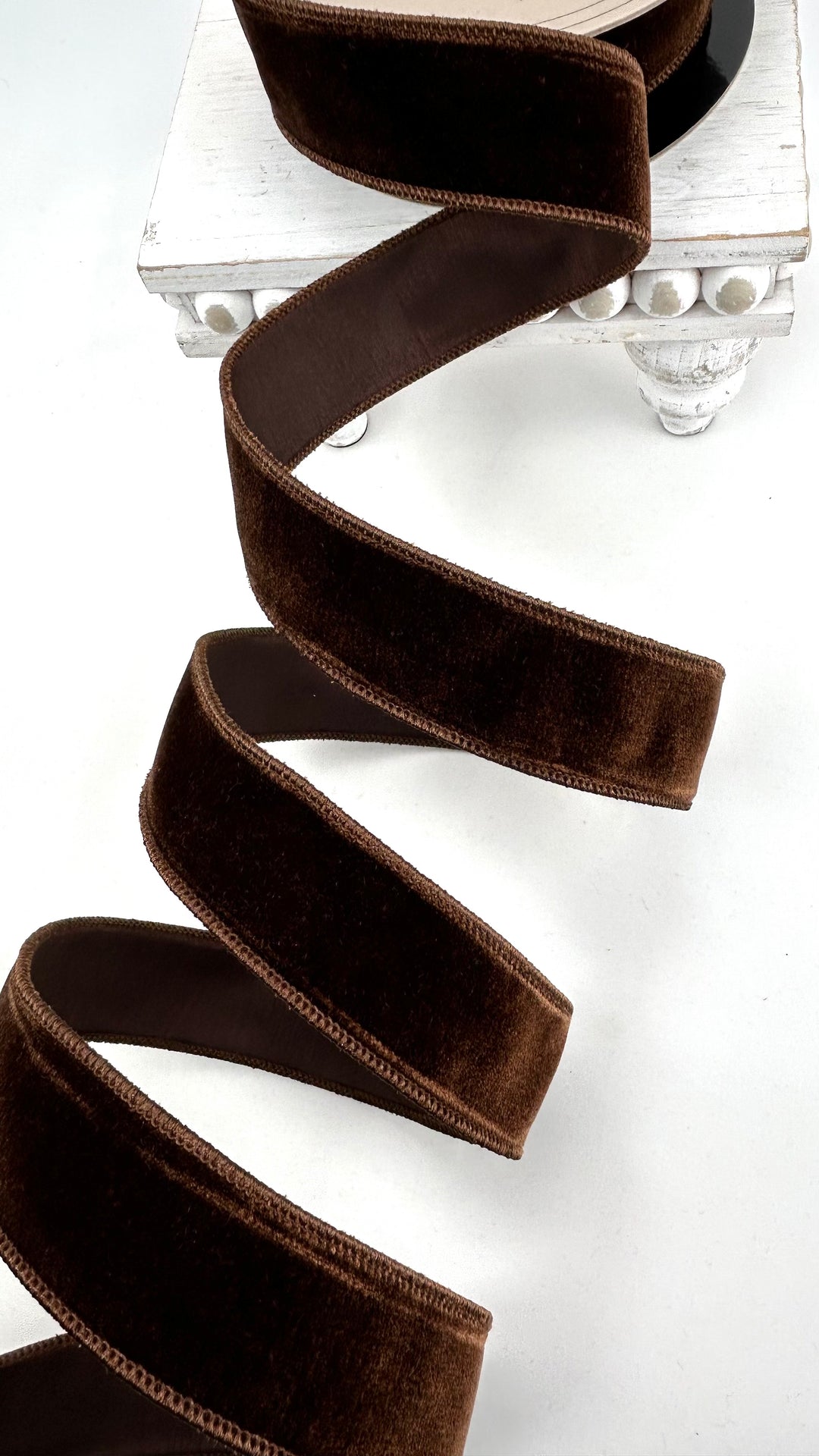 D Stevens, Brown, Velvet Wired Ribbon 1.5”