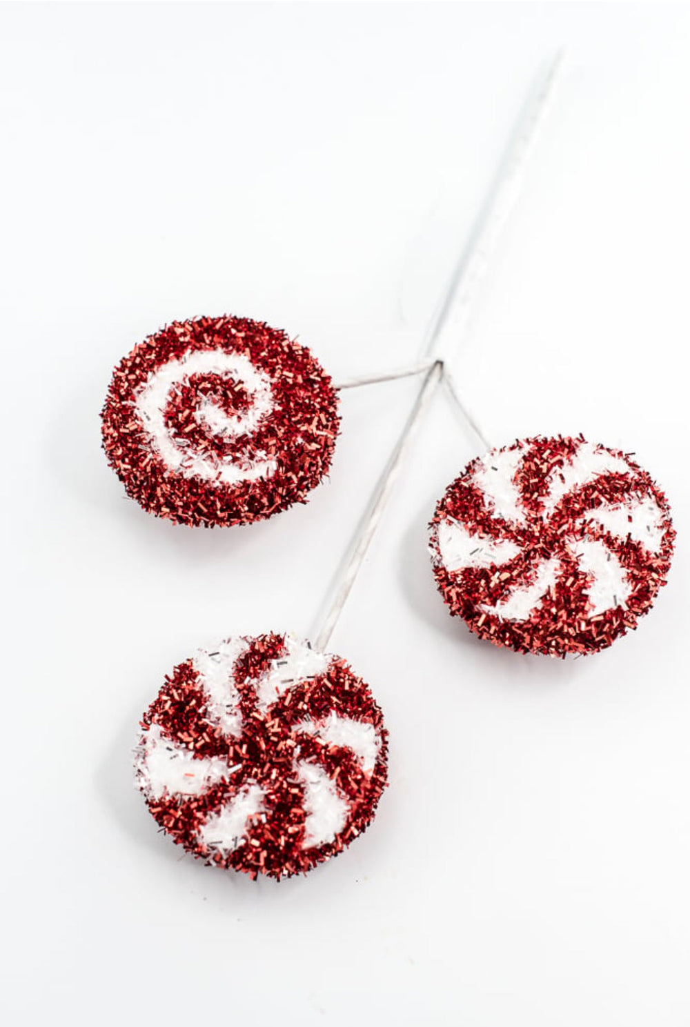 12" Tinsel Peppermint Pick - Greenery Market21253