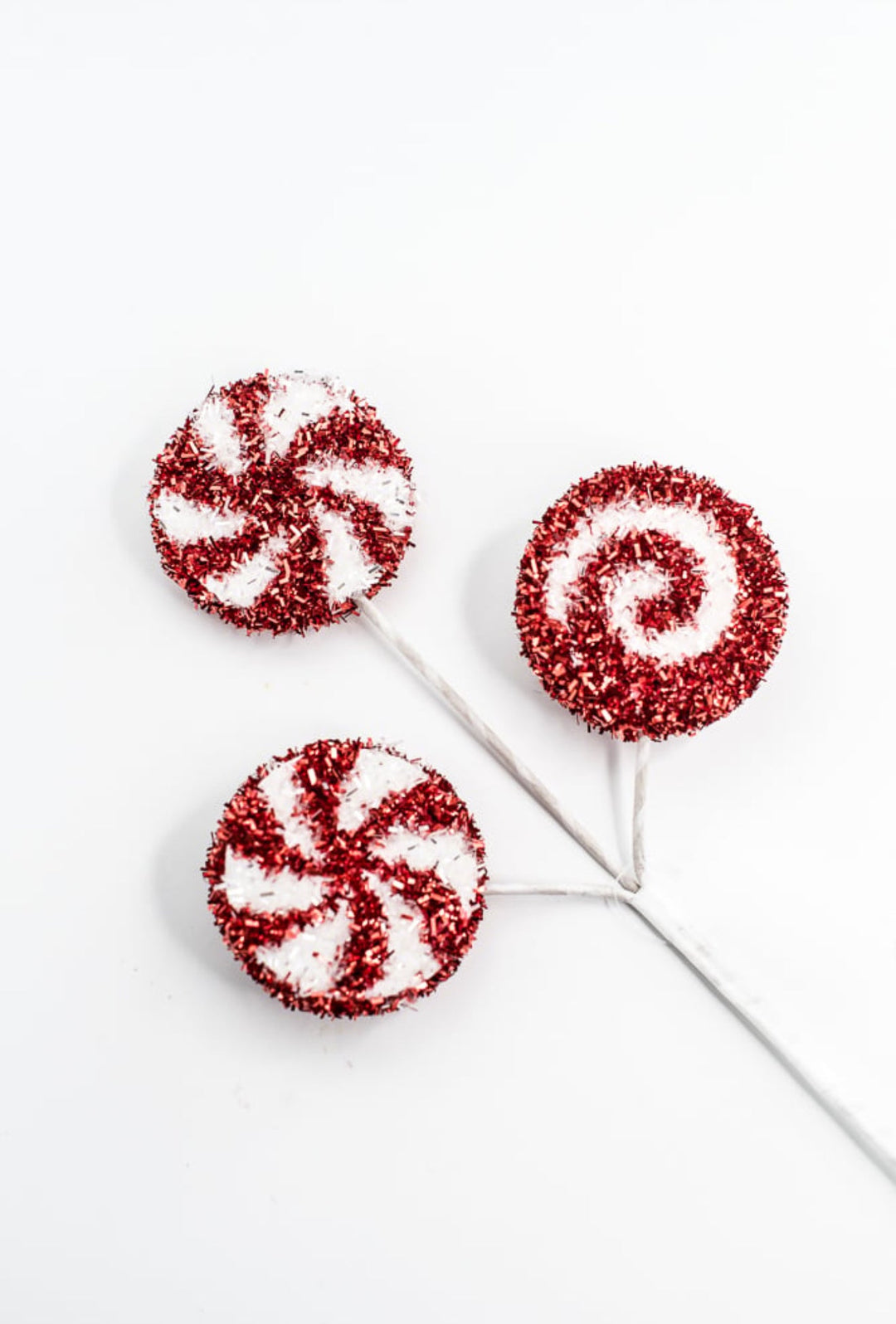 12" Tinsel Peppermint Pick - Greenery Market21253