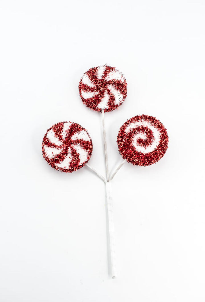 12" Tinsel Peppermint Pick - Greenery Market21253