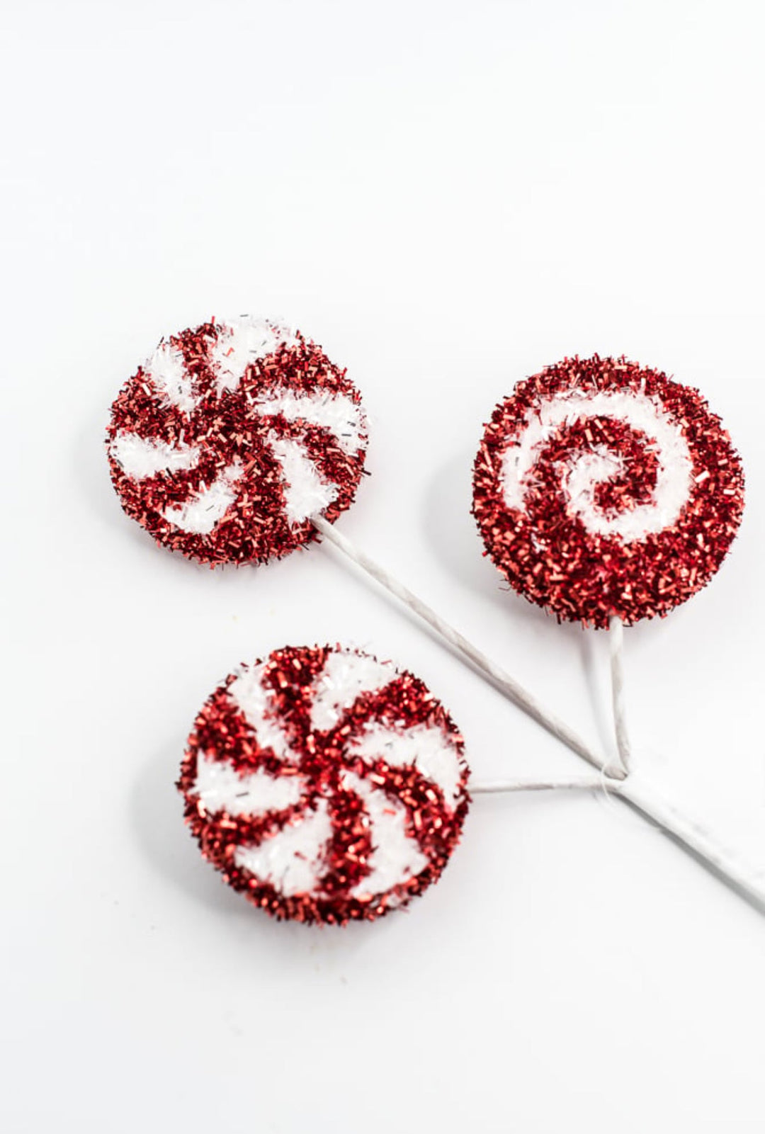 12" Tinsel Peppermint Pick - Greenery Market21253