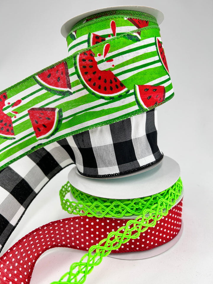 Vibrant Watermelon bow bundle x 4 wired ribbons