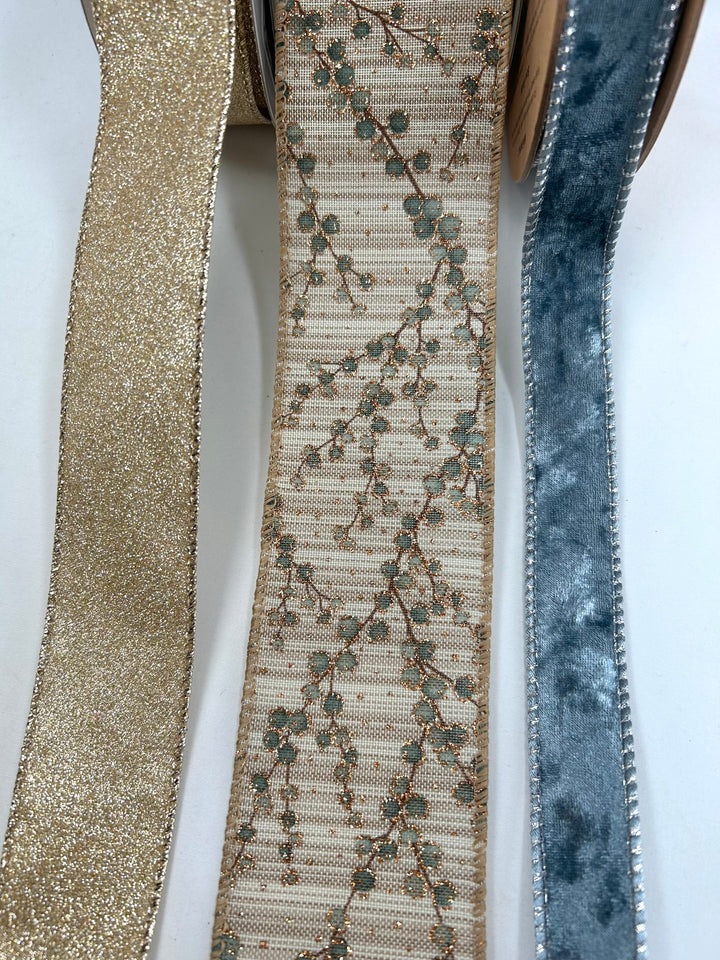 Champagne And Dusty Blue Bow Bundle x 3
