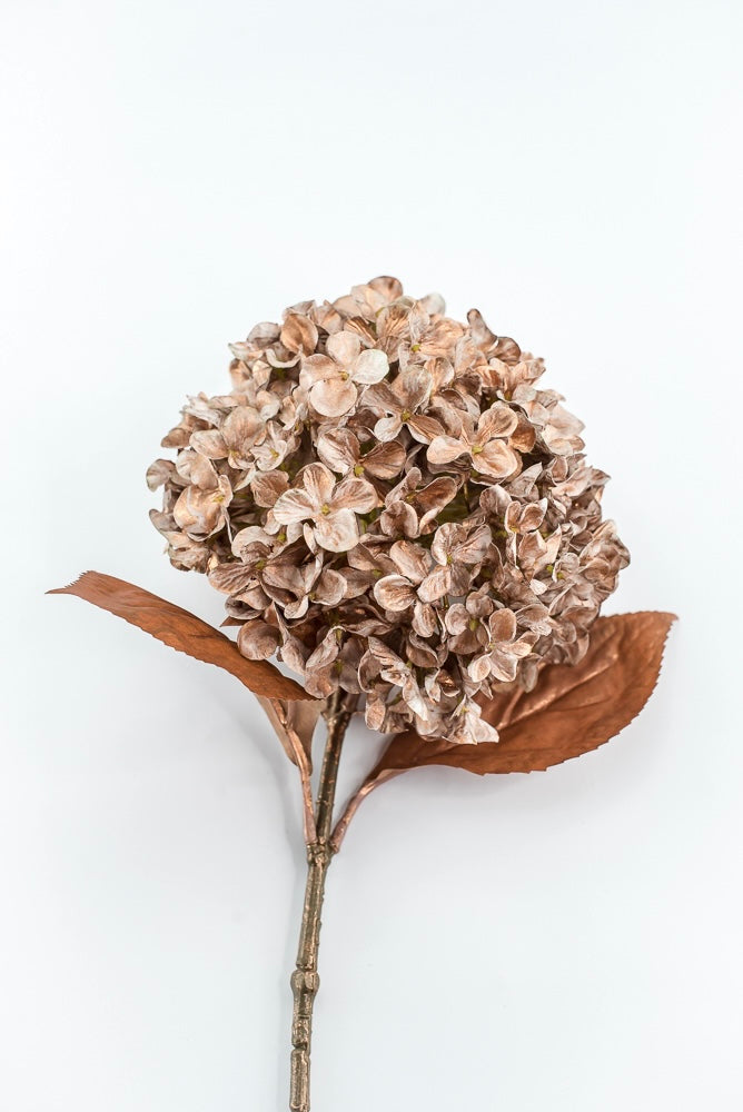 Artificial, Copper, Single Hydrangea Stem - 27"