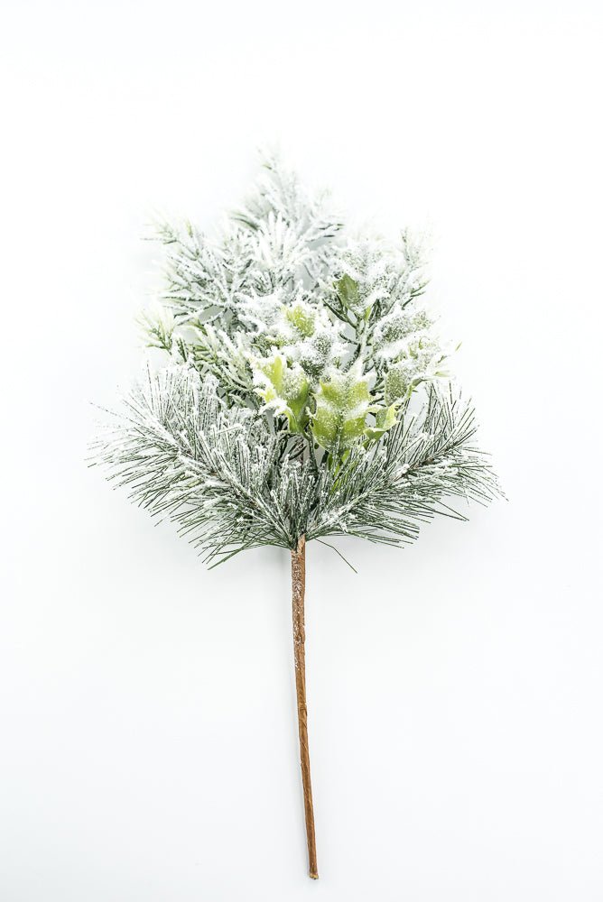 16" Flocked Pine Mix Pick - Greenery Market86559SNOW