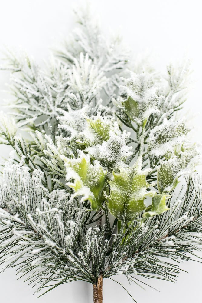 16" Flocked Pine Mix Pick - Greenery Market86559SNOW