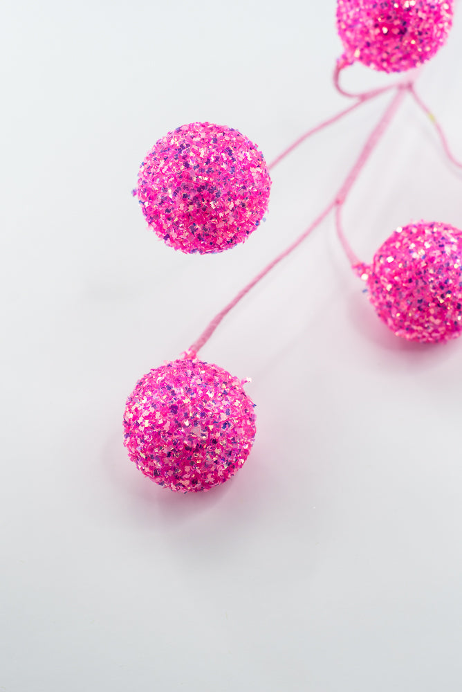 Hot Pink Frizzy Ball Pick -  18"
