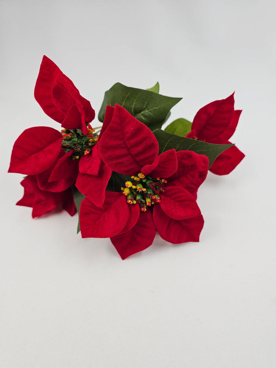 Artificial, Red Poinsettia Bush - 14"