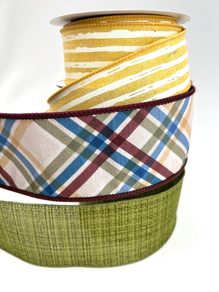 Eggplant And Mustard Bow Bundle x 3 Ribbons
