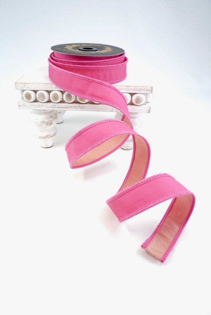 John Mark, Pink, Taffeta Wired Ribbon - 1"