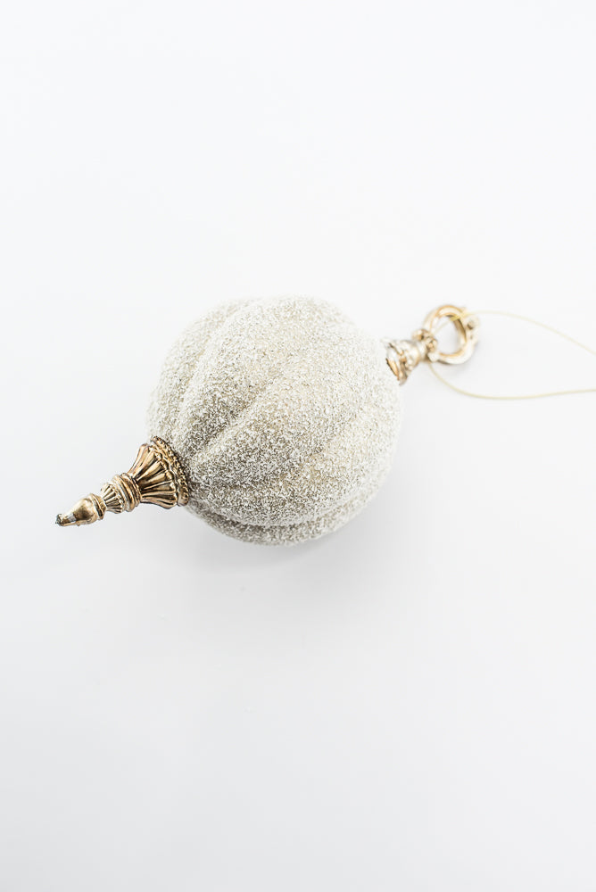 Champagne Snow Ball Finial Ornament - 7.5"