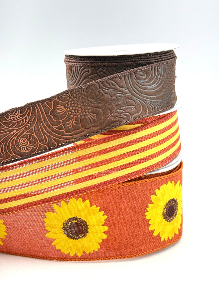 Rust Sunflower Bow Bundle x 3 Ribbons