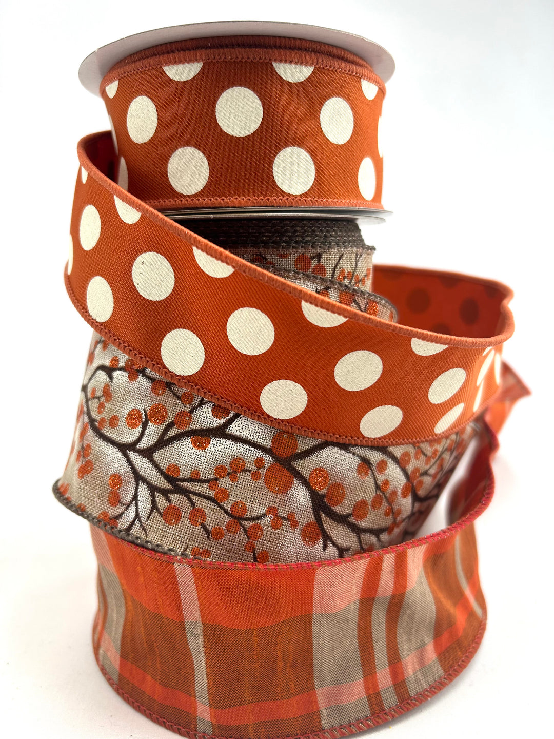 Berries and plaid bow bundle x 3 ribbons