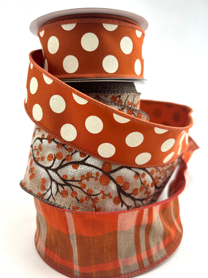 Berries and plaid bow bundle x 3 ribbons