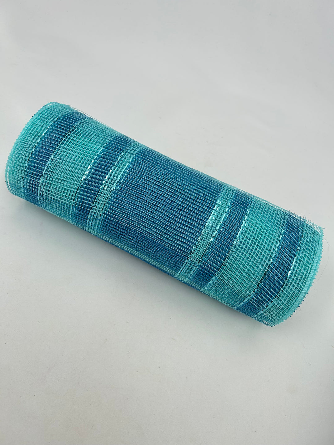 Blue stripe deco mesh 10”