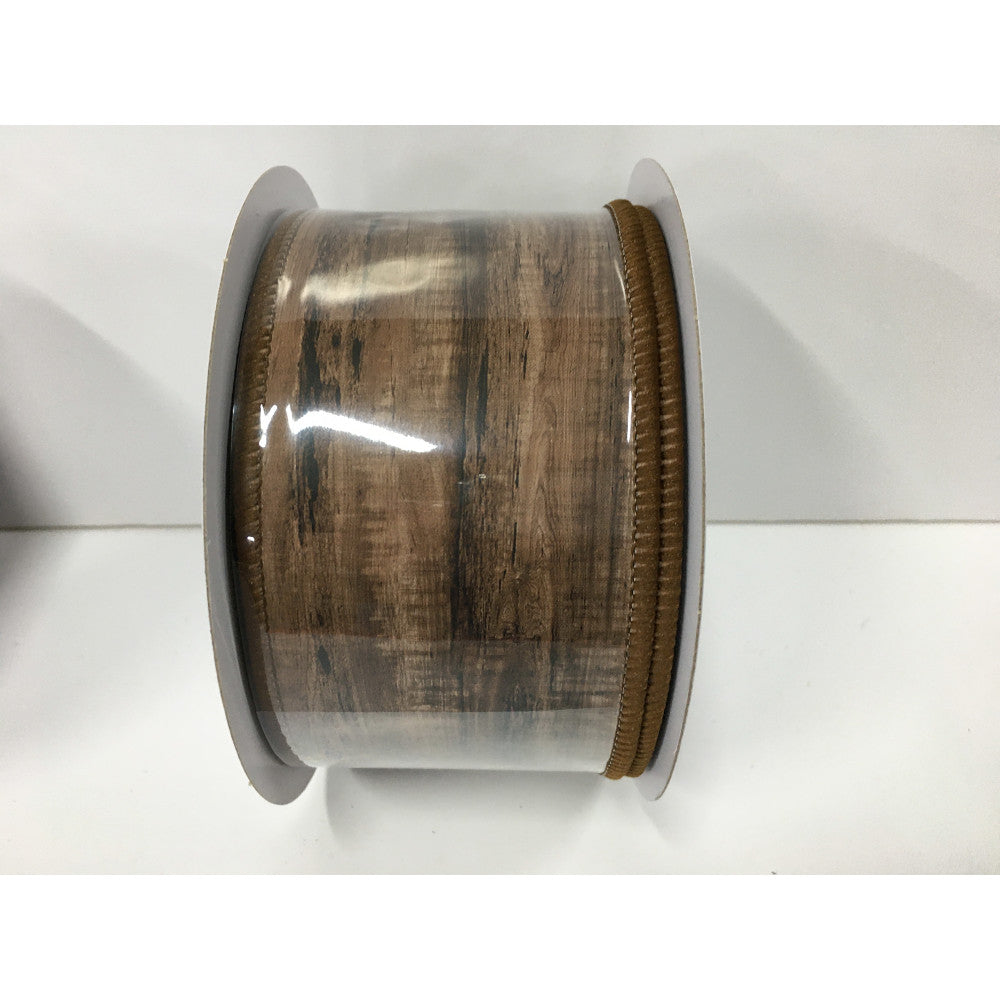 Brown Faux Wood Ribbon - 2.5"
