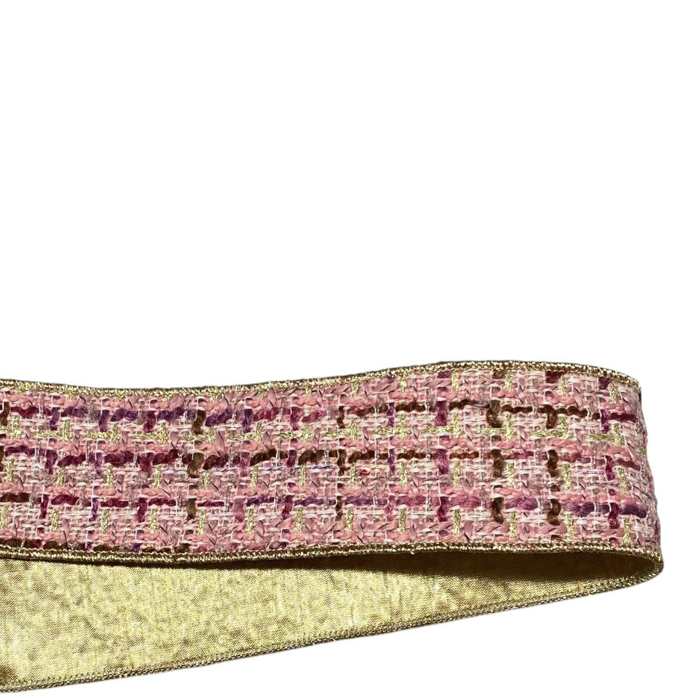 Pink & Burgundy Tweed Ribbon - 2.5"