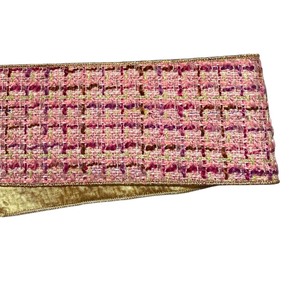Pink & Burgundy Tweed Wired Ribbon - 4"