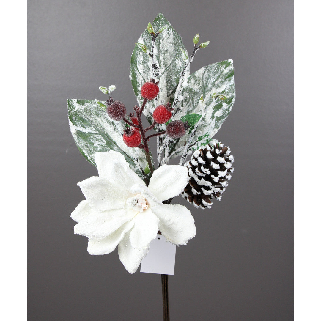 Artificial White Winter Magnolia Branch - 20"