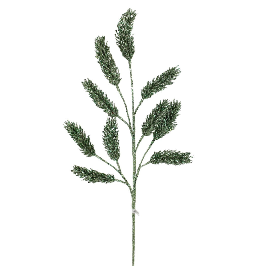 Artificial Slate Green Glitter Pine Spray - 24.5"