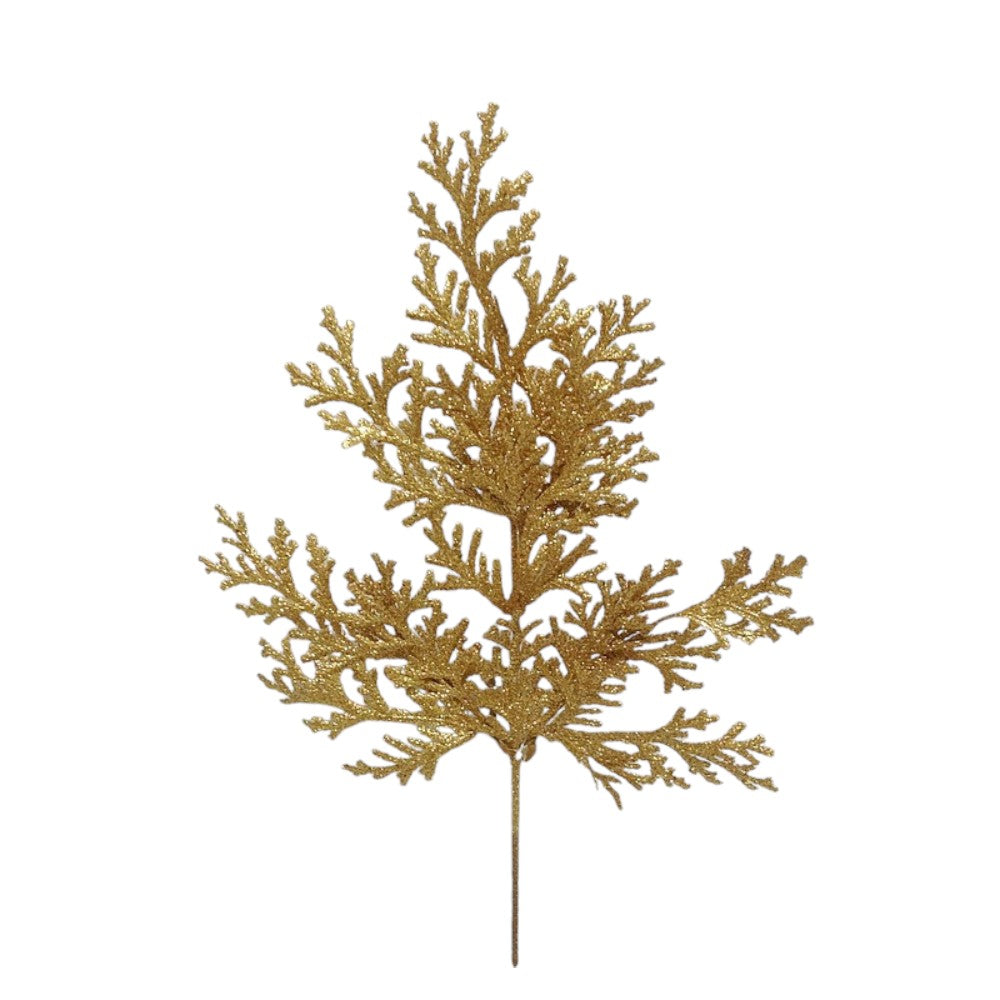 Artificial Gold Glitter Flat Cedar Spray - 21"