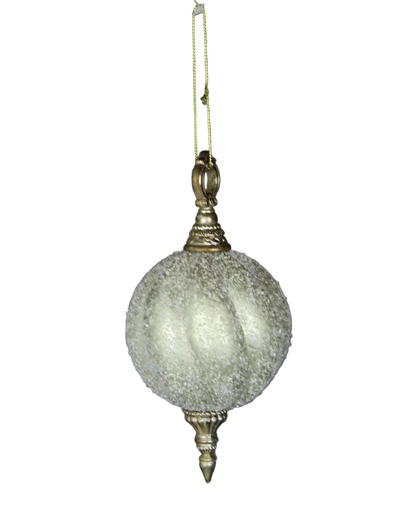 Champagne Snow Ball Finial Ornament - 7.5"