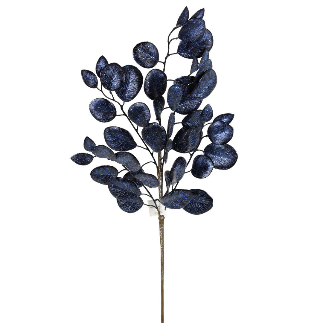 Artificial Navy Metallic Leaf Spray - 26"