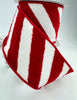 Farrisilk candy stripes red and white wired ribbon - 4”