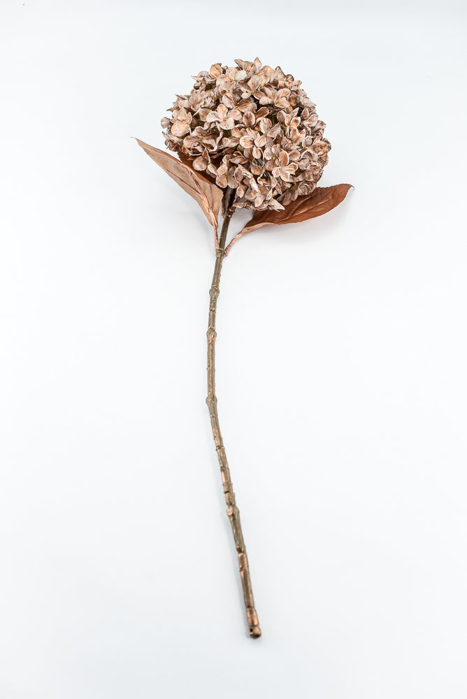 Artificial, Copper, Single Hydrangea Stem - 27"
