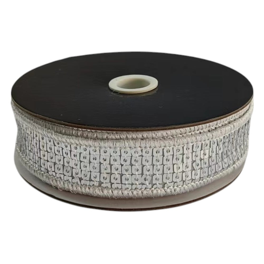 Silver Sequin Wired Edge Ribbon - 1"