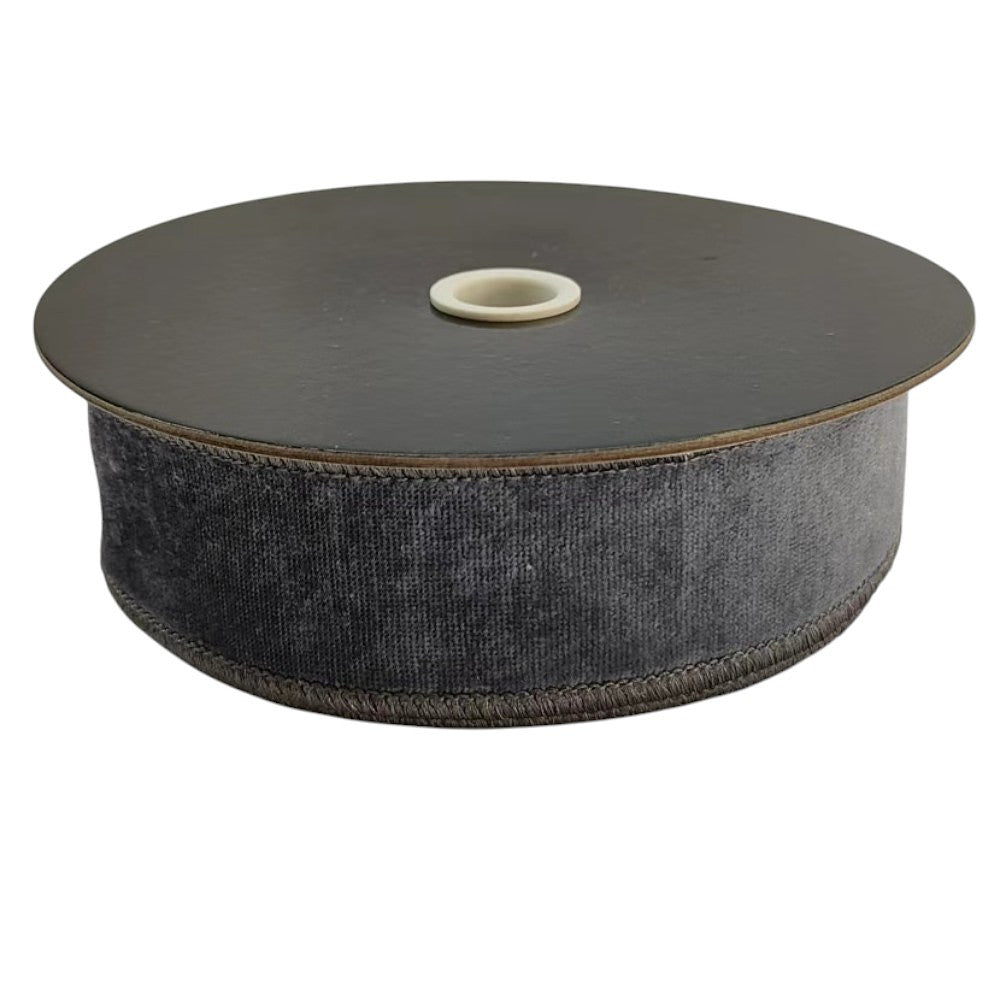 Dark Grey Premier Wired Velvet Ribbon - 1.5"