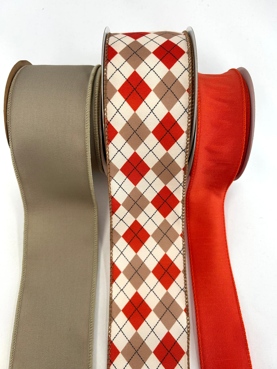 Rust & Cream Diamond Bow Bundle x 3 ribbons