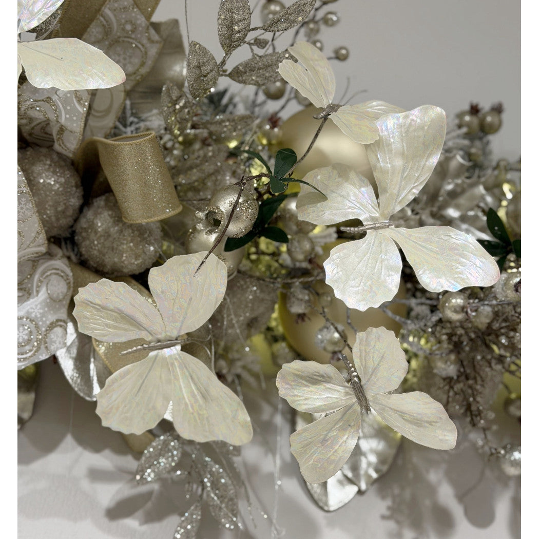 Artificial Cream Butterfly Spray - 26"