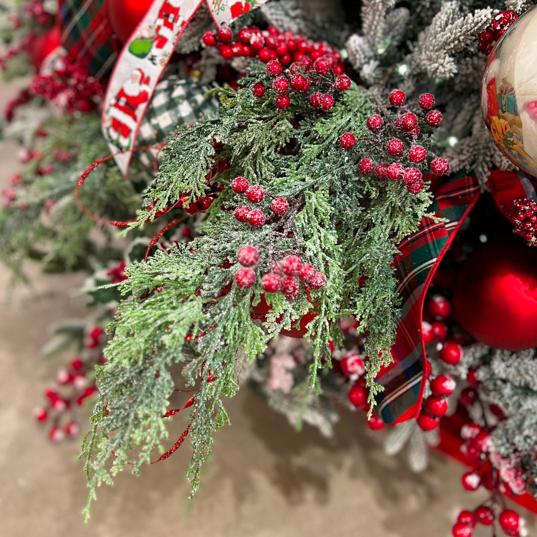 Artificial Red & Green Cedar Pine Berry Spray - 31"