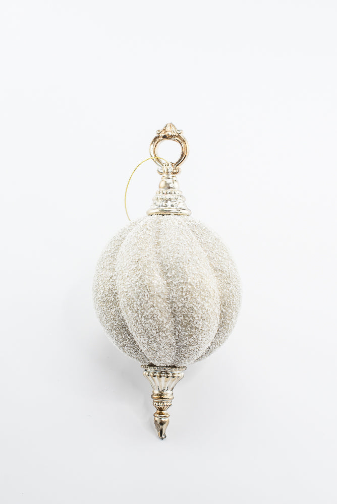 Champagne Snow Ball Finial Ornament - 7.5"