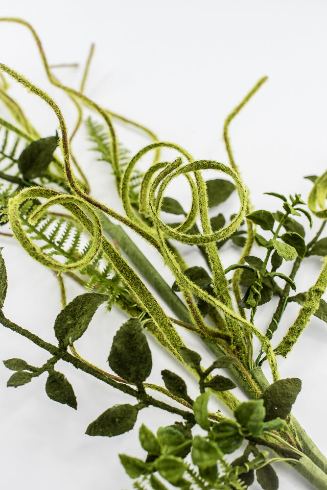 Artificial Mossy Twigs And Leaves Spray
