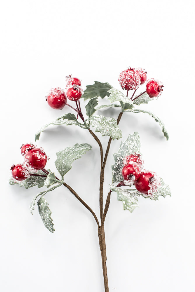 Iced Berry And Leaves Pick