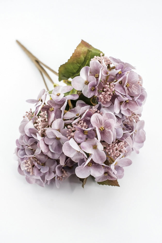 Artificial, Smoke Lavender, Hydrangea Bush - 17"